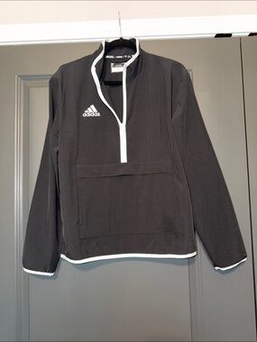 adidas Black with White Trim pullover anorak jacket.